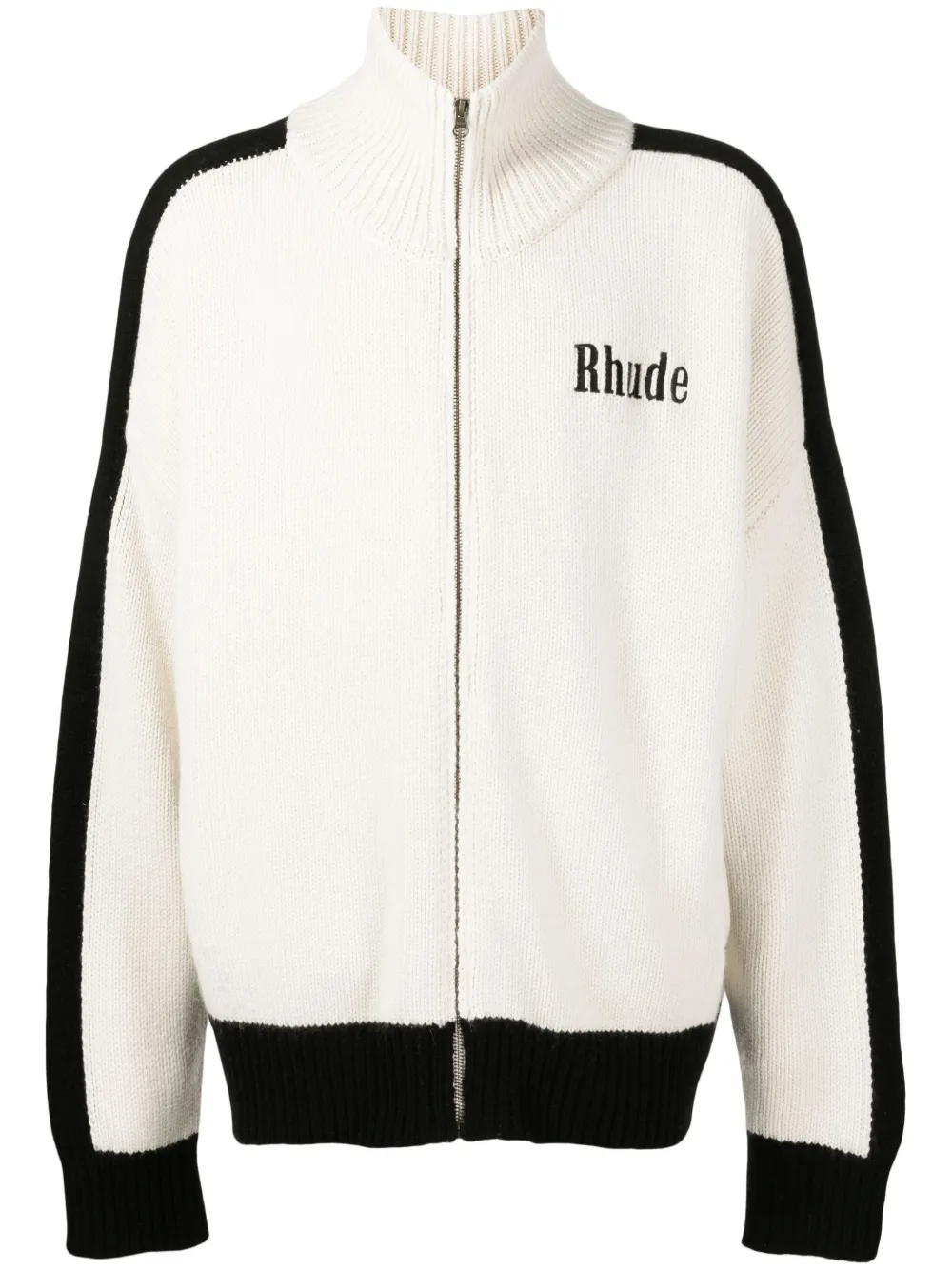 

Rhude side stripe zip-up cardigan - White