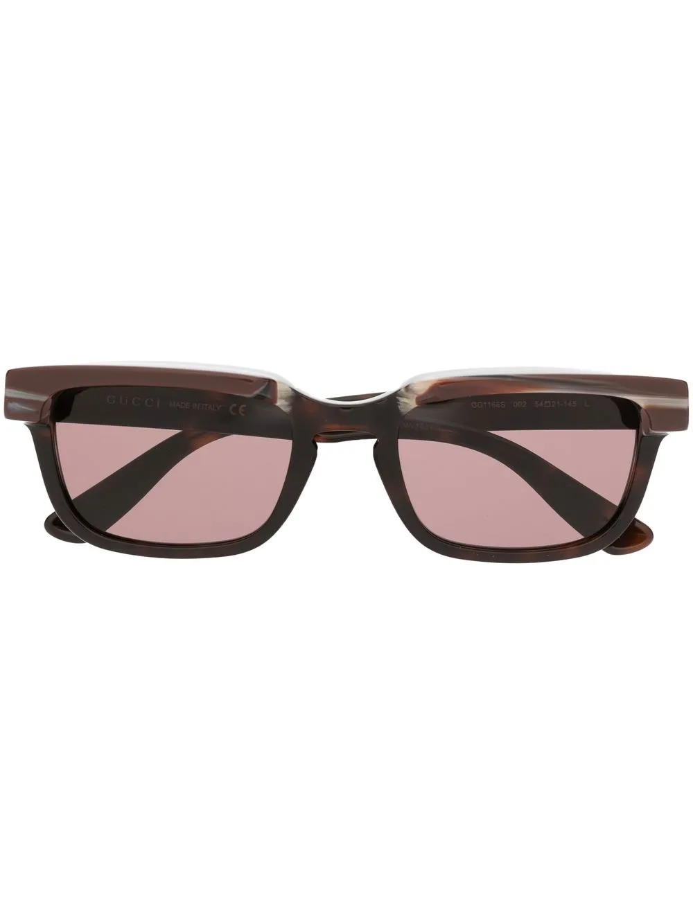 gucci eyewear gg1166s rectangular-frame sunglasses - brown