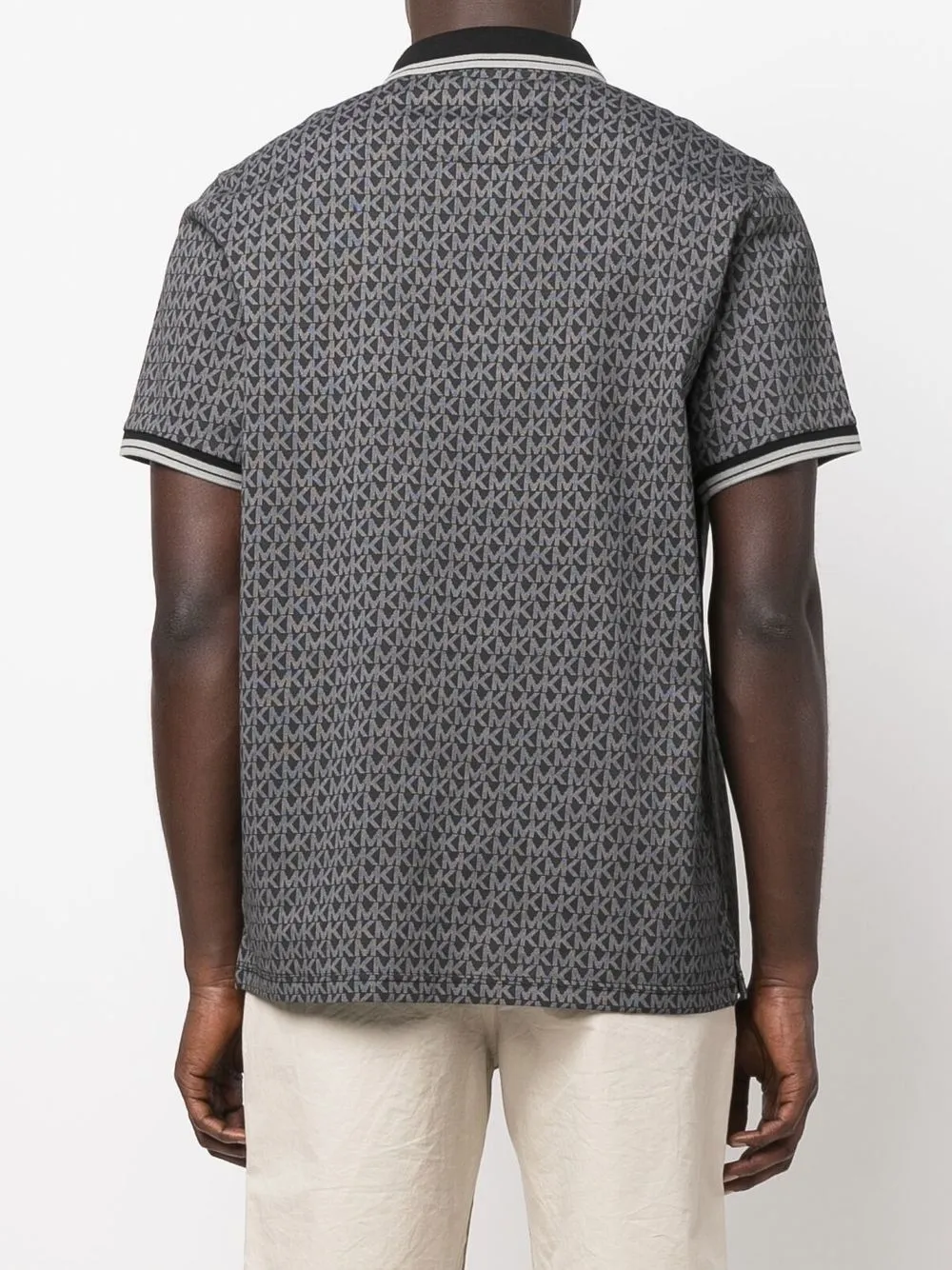 Michael Kors Greenwich Mk-monogram Polo Shirt In Black