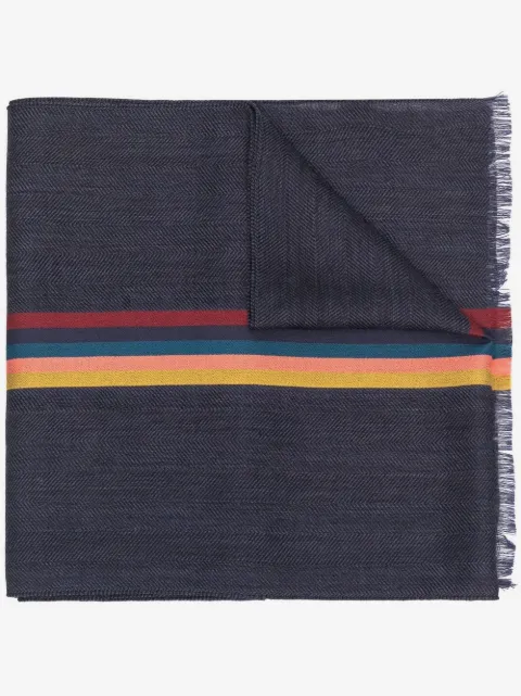 Paul Smith striped virgin wool-blend scarf