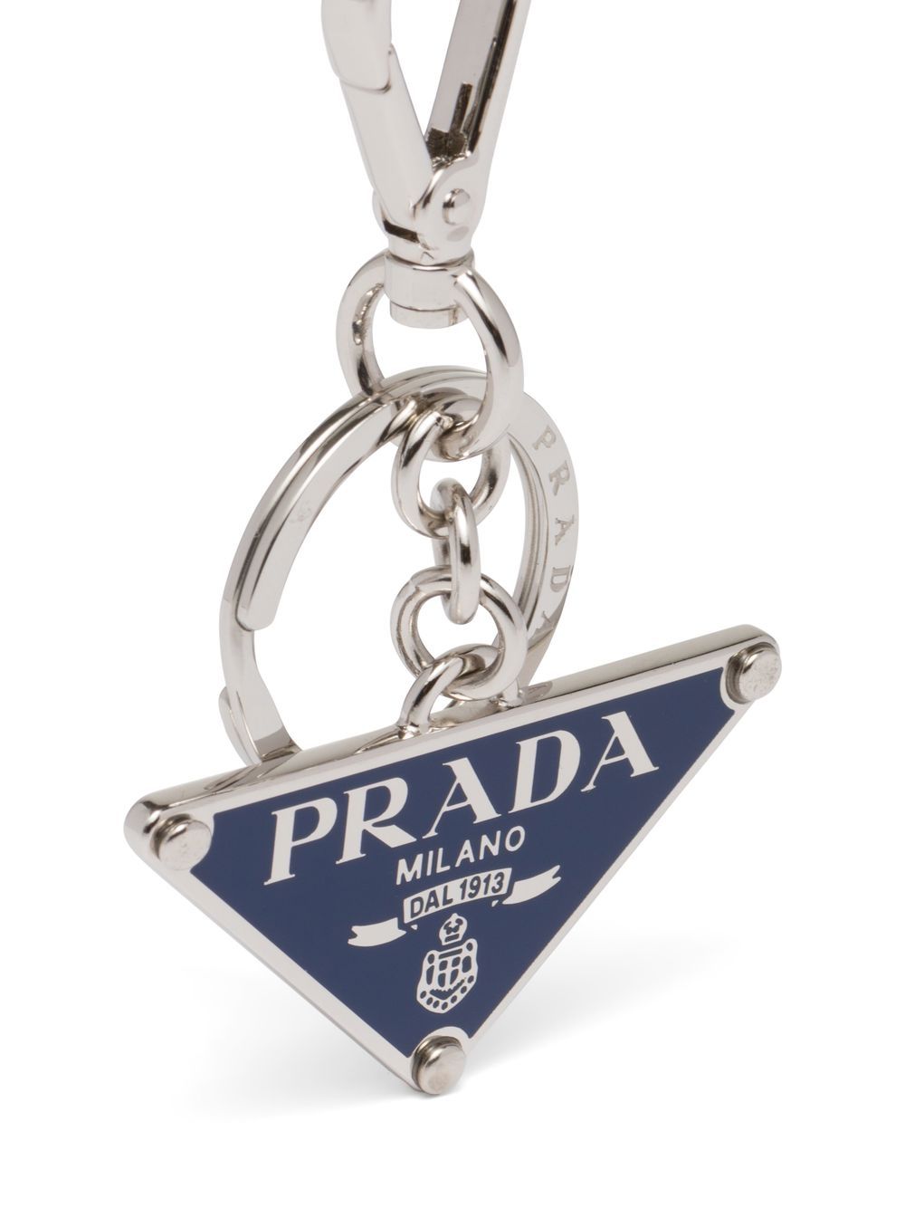 Prada triangle-logo Keyring | Silver | FARFETCH UK