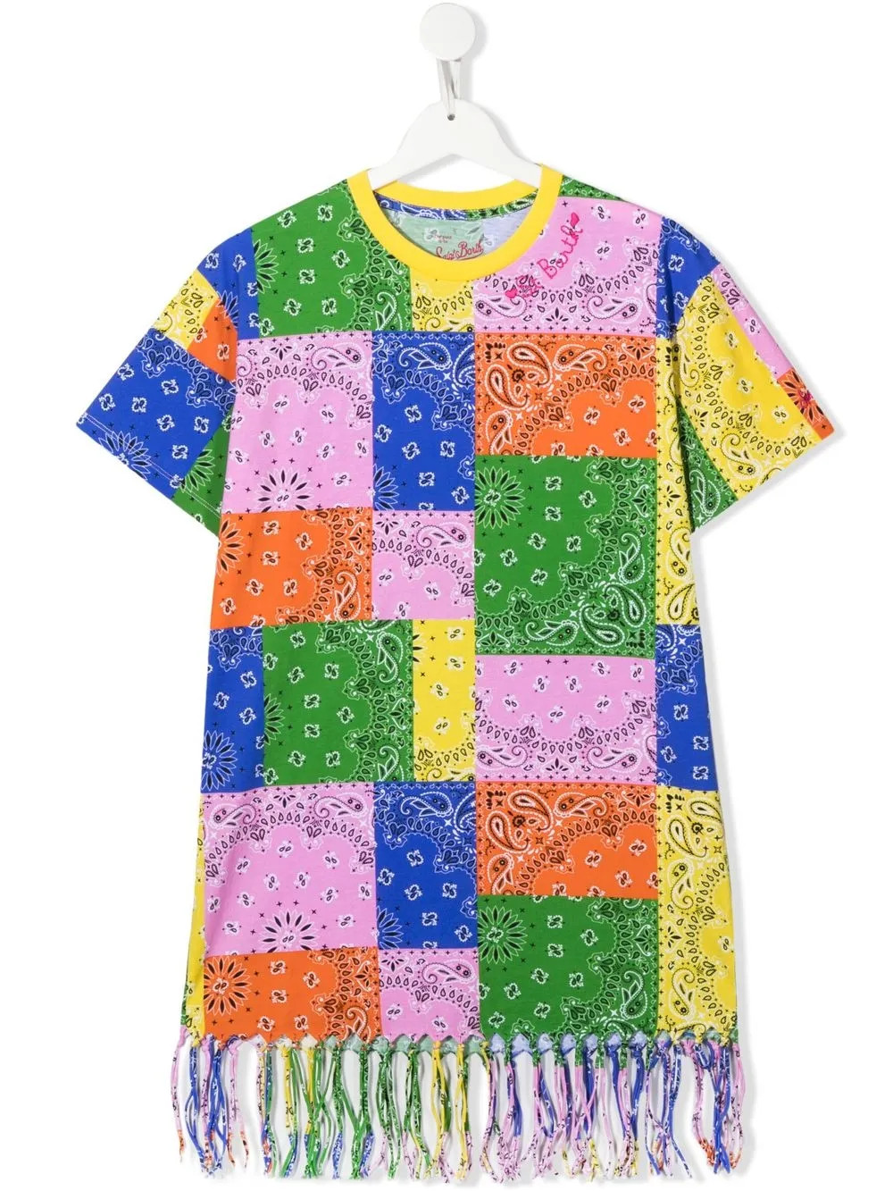 

MC2 Saint Barth Kids vestido estilo playera con diseño patchwork - Amarillo