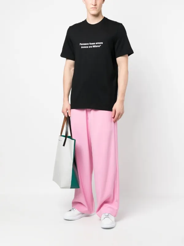 MSGM slogan-print Cotton T-shirt | Black | FARFETCH