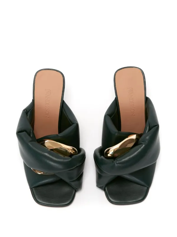 JW Anderson Chain Twist Heeled Sandals | Green | FARFETCH