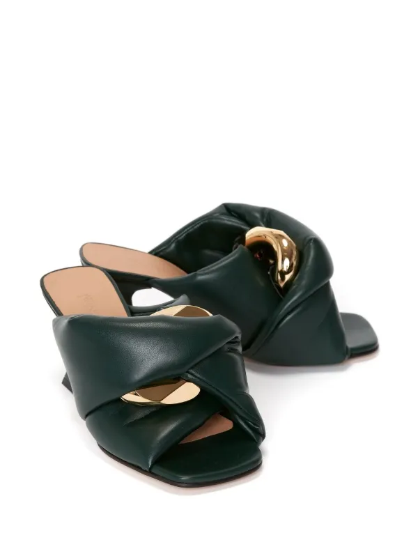 JW Anderson Chain Twist Heeled Sandals | Green | FARFETCH
