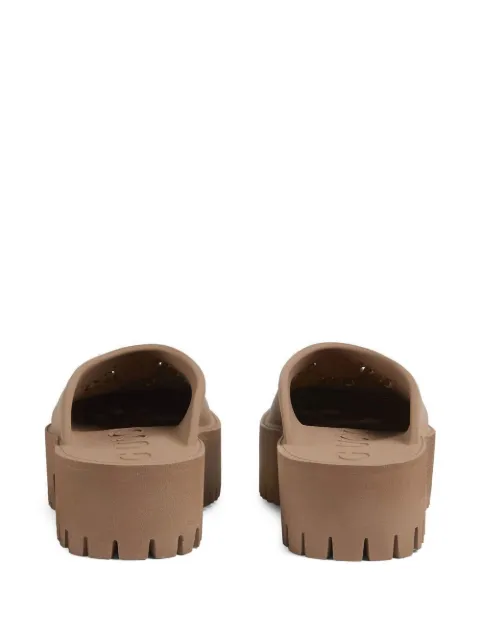 gucci perforated gg platform mules