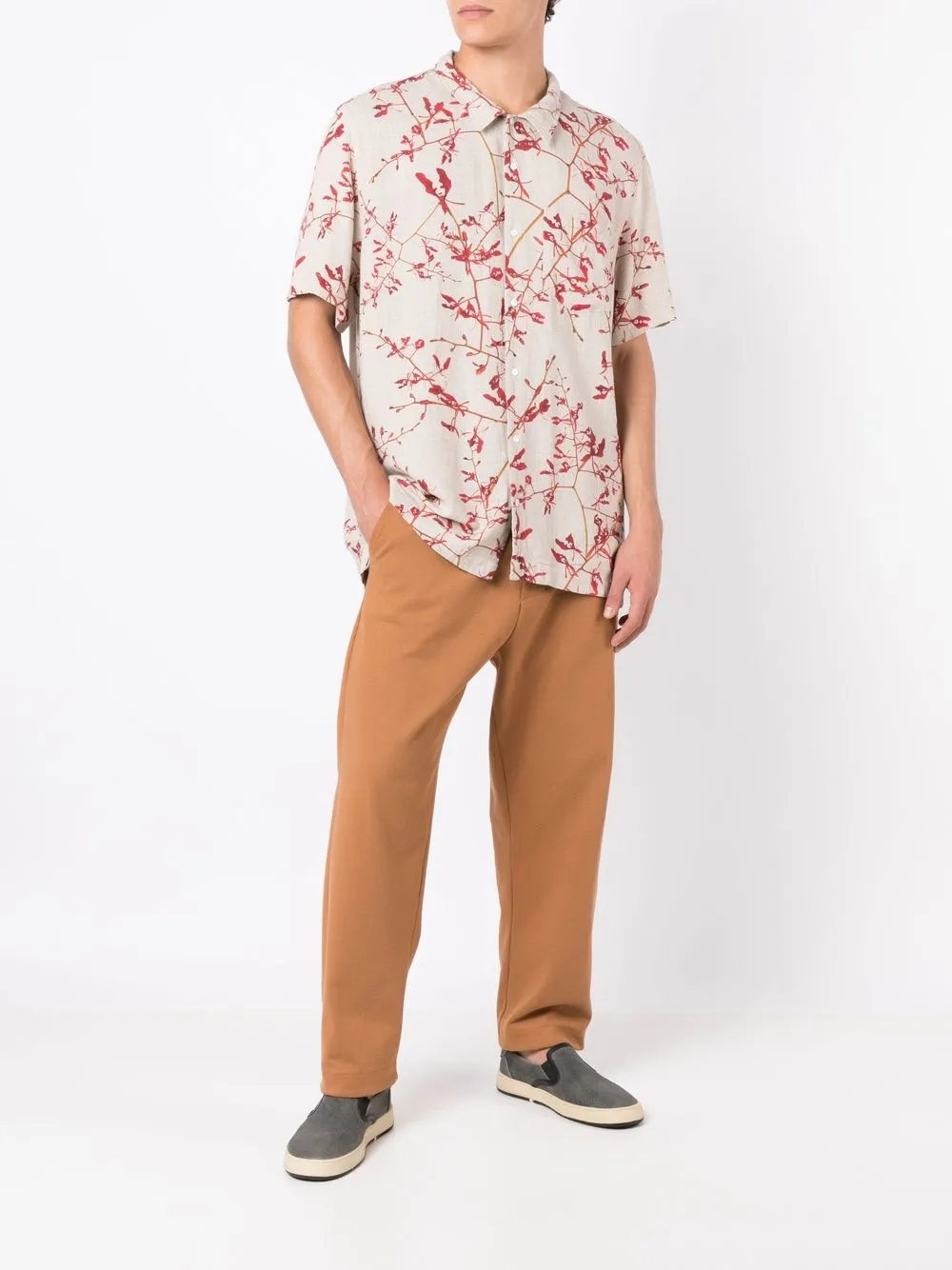 Osklen Overhemd met bloemenprint - Beige