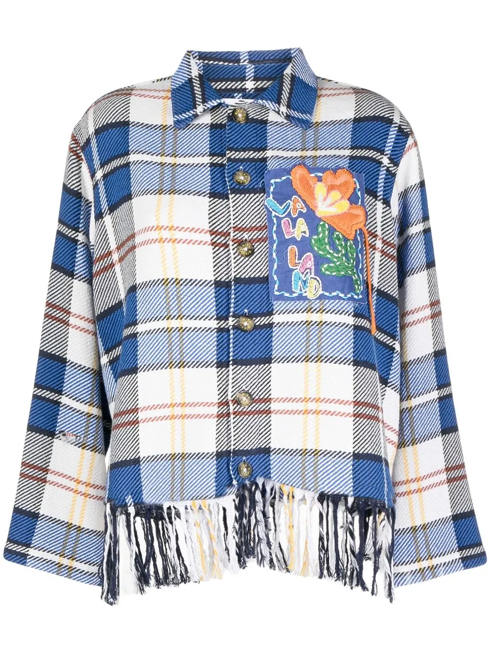 

Mira Mikati camisa a cuadros con flecos - Azul