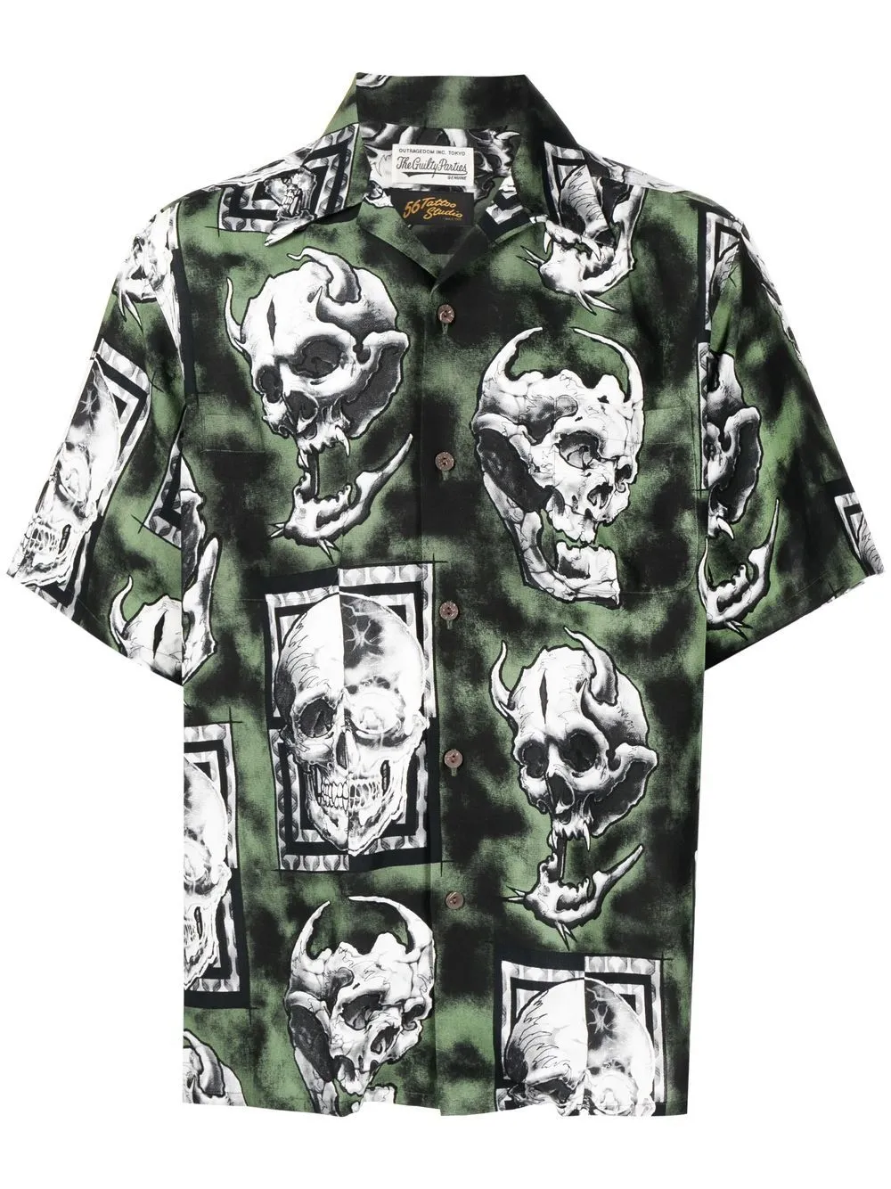 

WACKO MARIA camisa con calavera estampada de WACKO MARIA x 56 Tattoo Studio - Verde