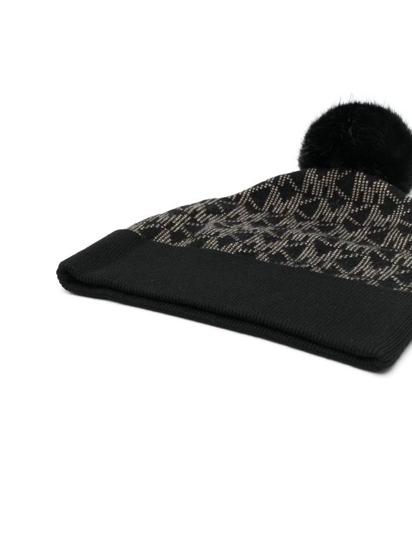 Michael Kors Logo-embroidered Ribbed-knit Hat in Black Womens Accessories Hats 