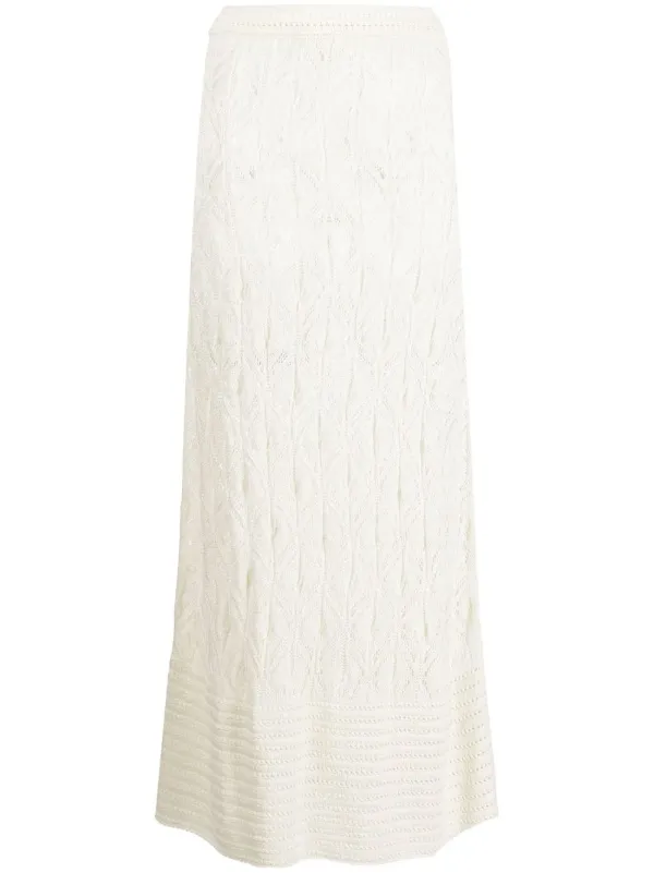 Le Kasha Amon Crochet-knit Maxi Skirt in White