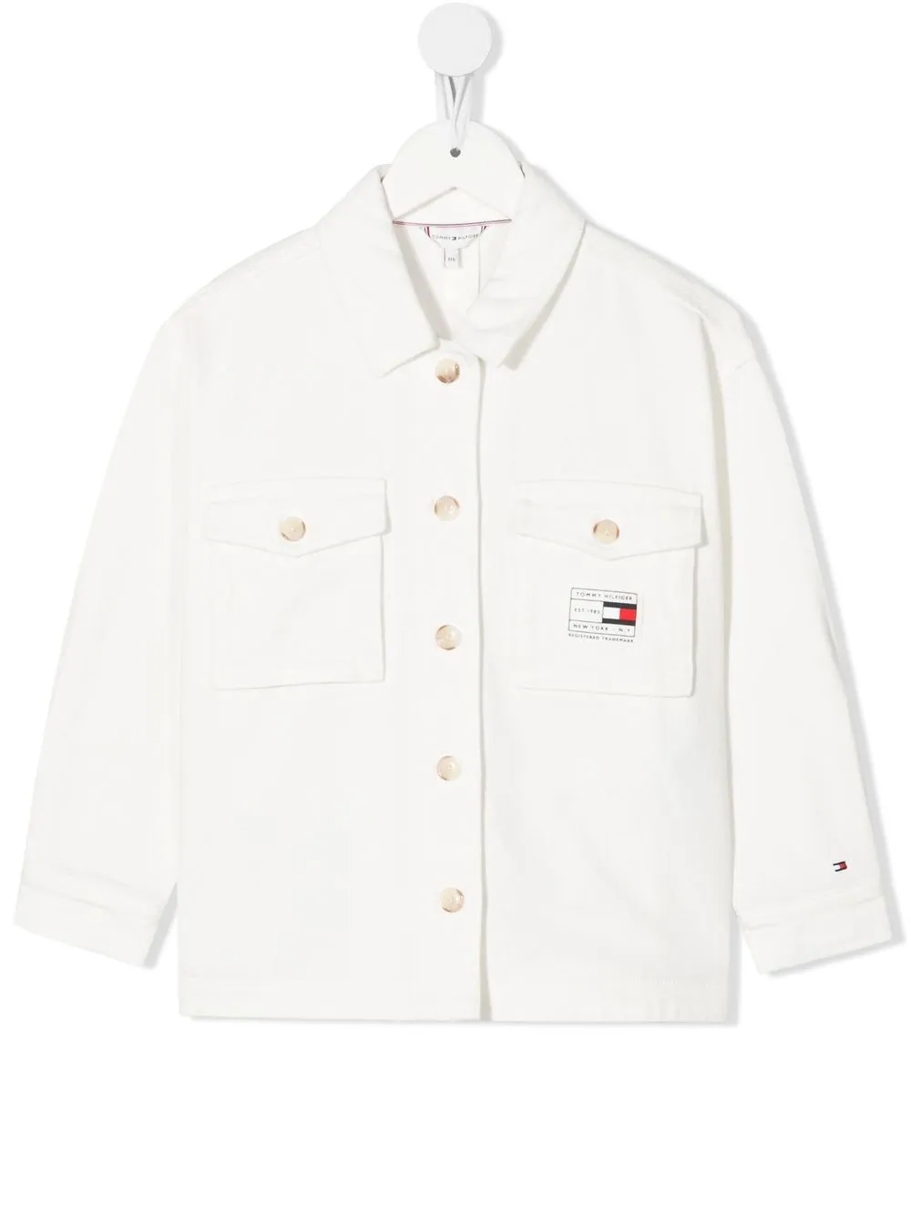 

Tommy Hilfiger Junior logo-patch utility overshirt - White