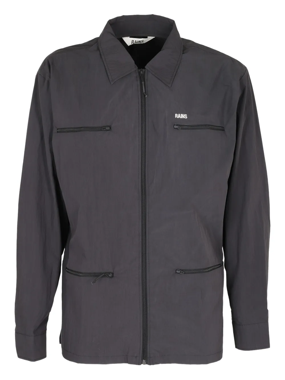 Rains Zipped Utility Jacket In Gray