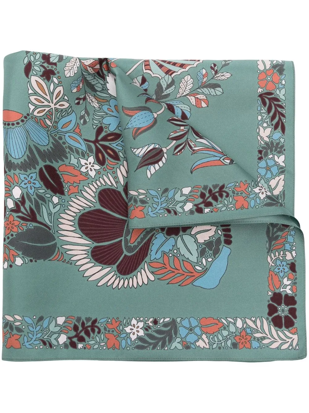 

Longchamp Spring/Summer Collection floral-print silk scarf - Blue