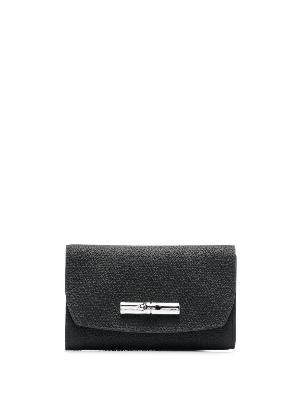 Longchamp Roseau Compact Leather Wallet In Black
