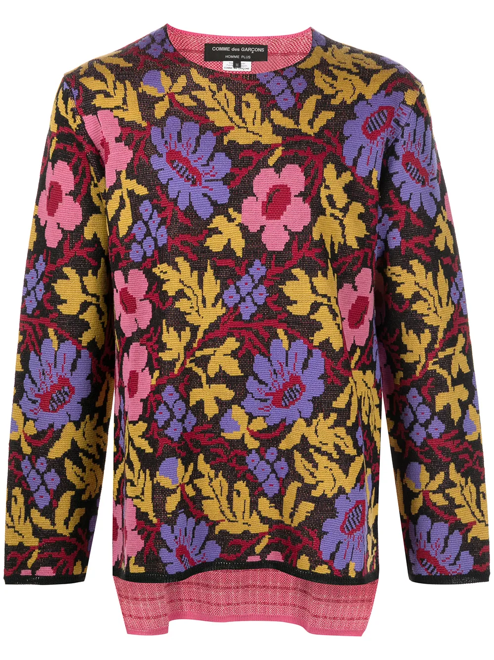 

Comme Des Garçons Homme Plus floral-print crew neck jumper - Black