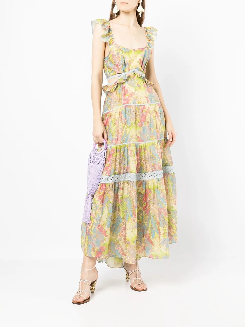 LoveShackFancy Maxi-jurk met ruches - Veelkleurig