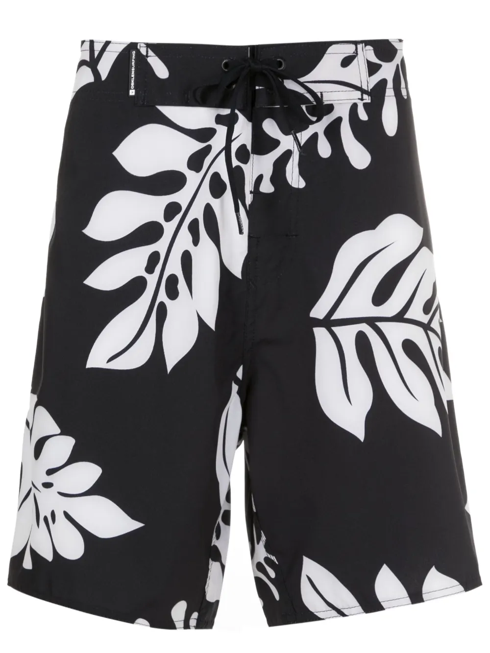 Osklen Waikiki-print drawstring swim shorts - Black