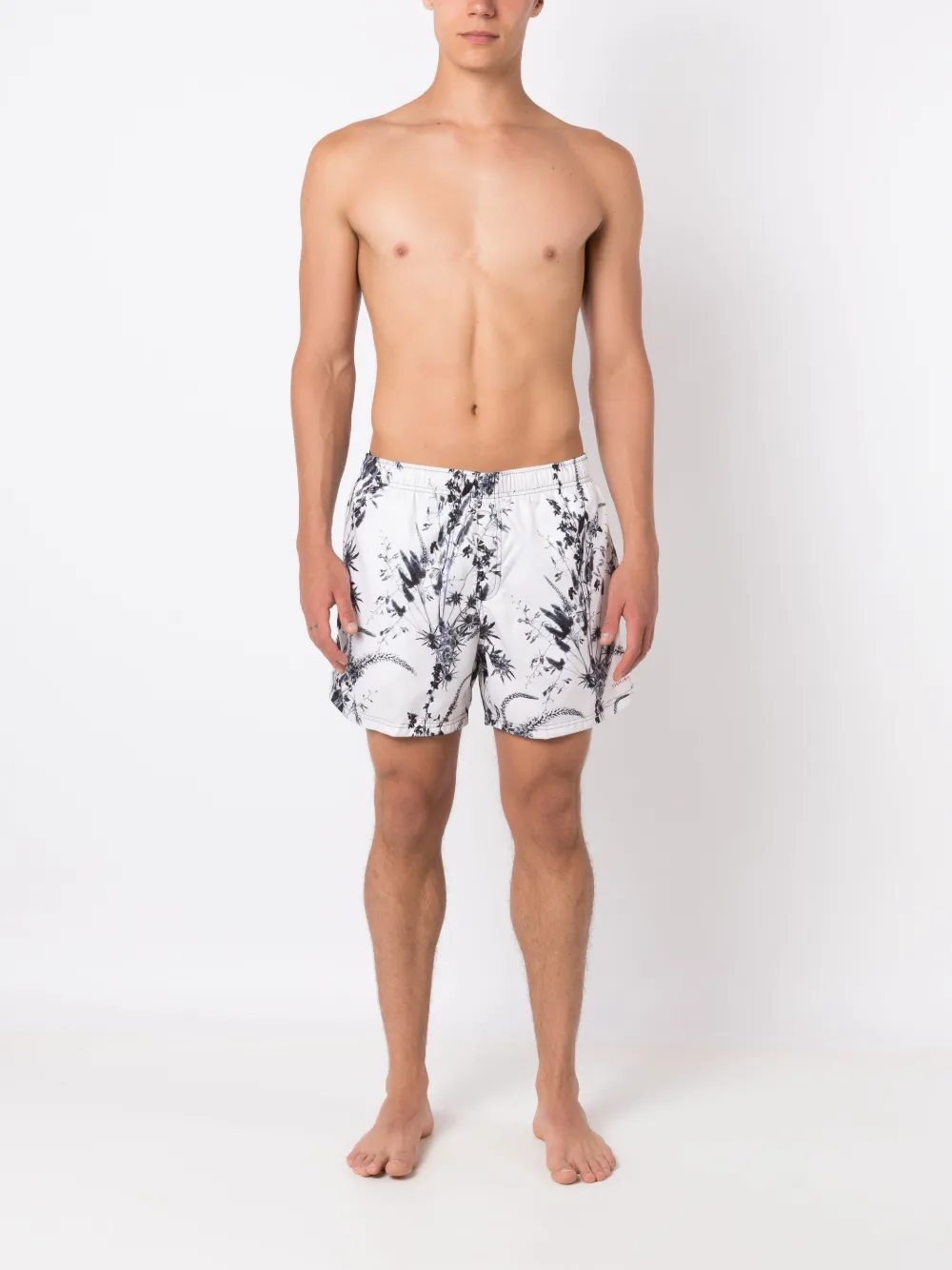 Osklen Zwembroek met bloemenprint - Wit