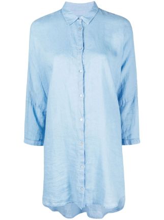 120% Lino Long button-up Linen Shirt - Farfetch