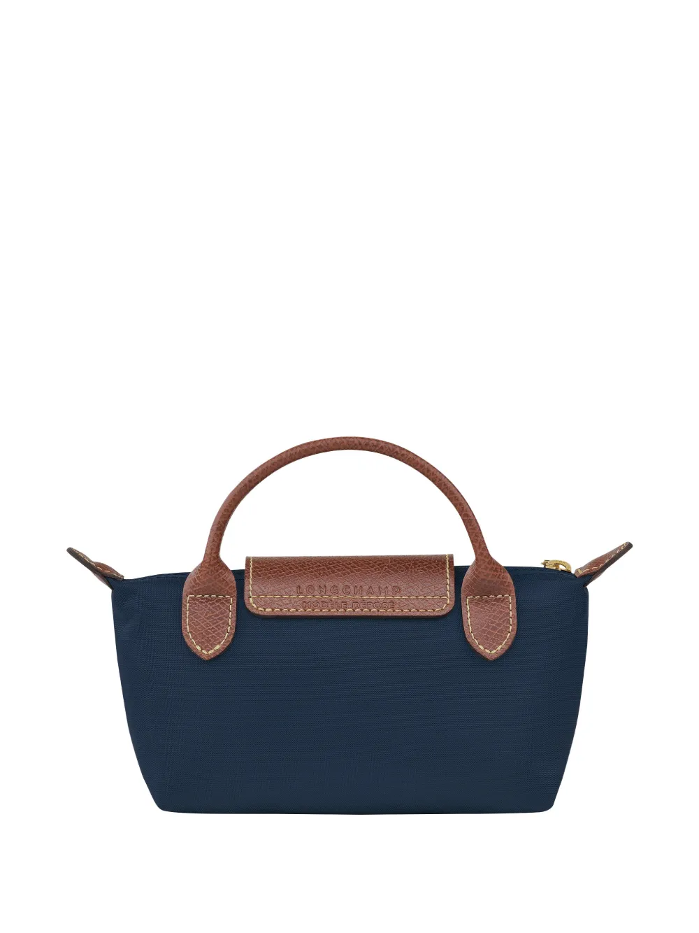Longchamp - Le Pliage make-up tas - dames - polyamide/kalfsleer - Eén maat - Blauw