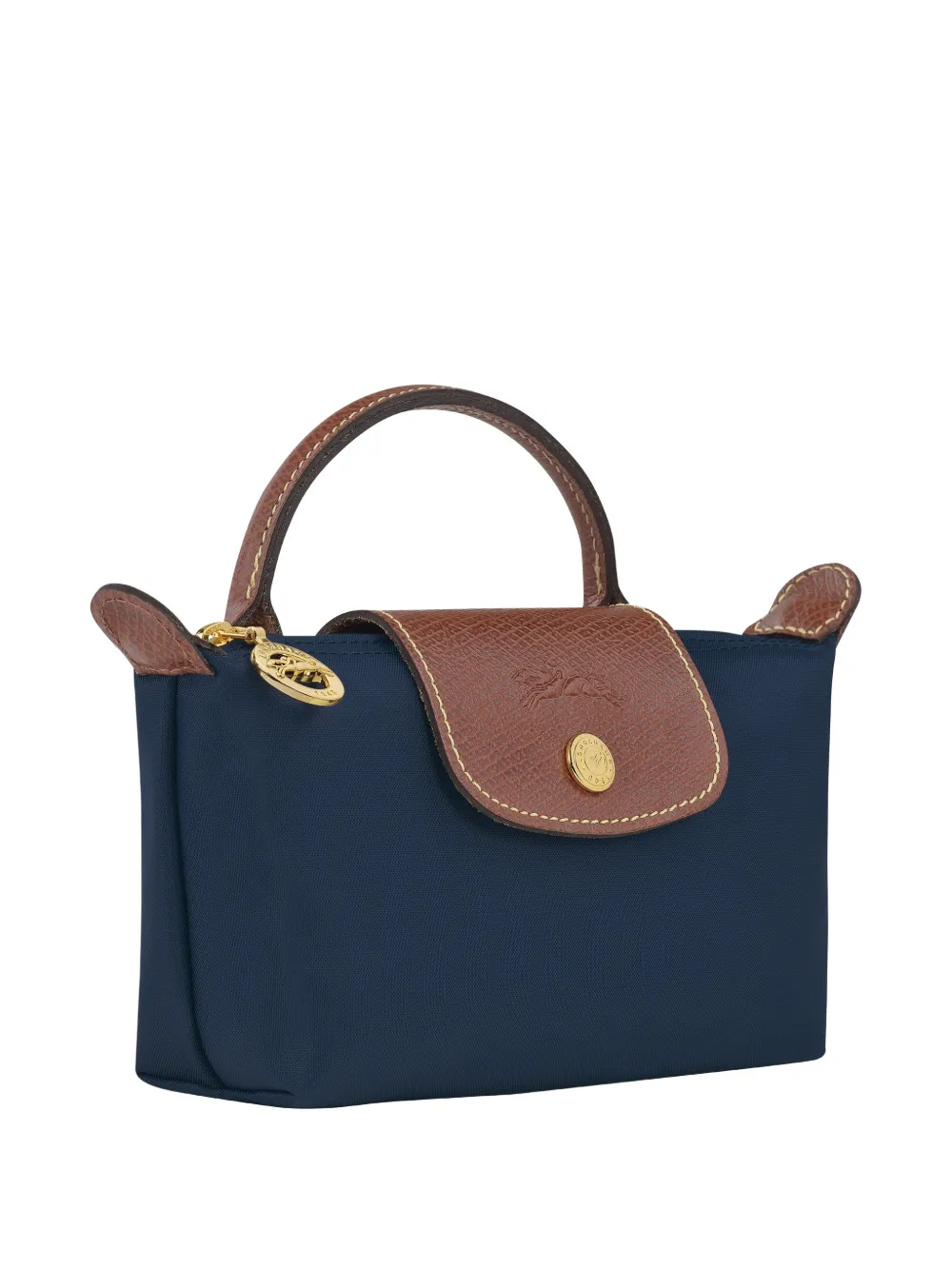 Longchamp - Le Pliage make-up tas - dames - polyamide/kalfsleer - Eén maat - Blauw