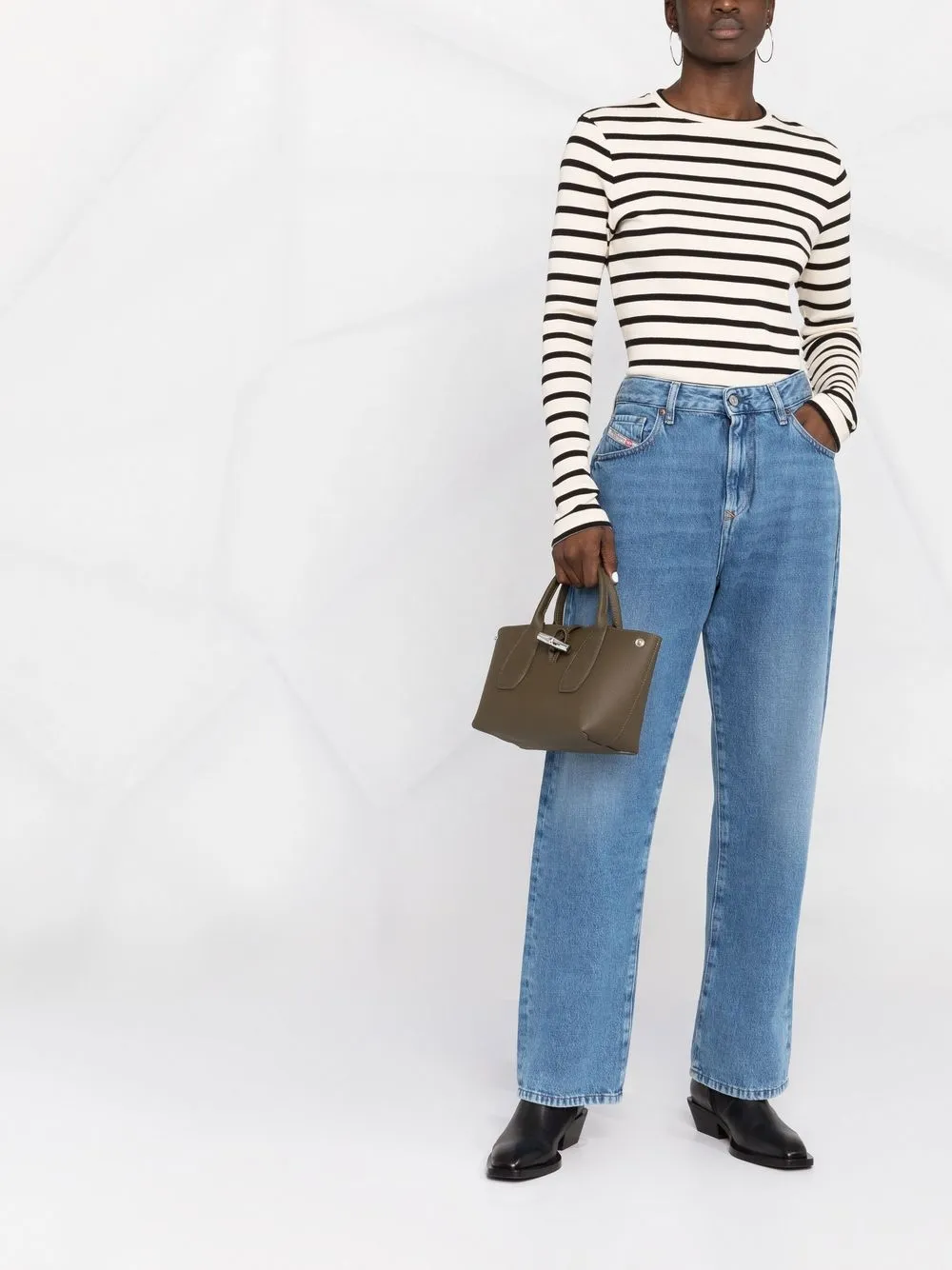 image 2 of longchamp roseau 皮质托特包