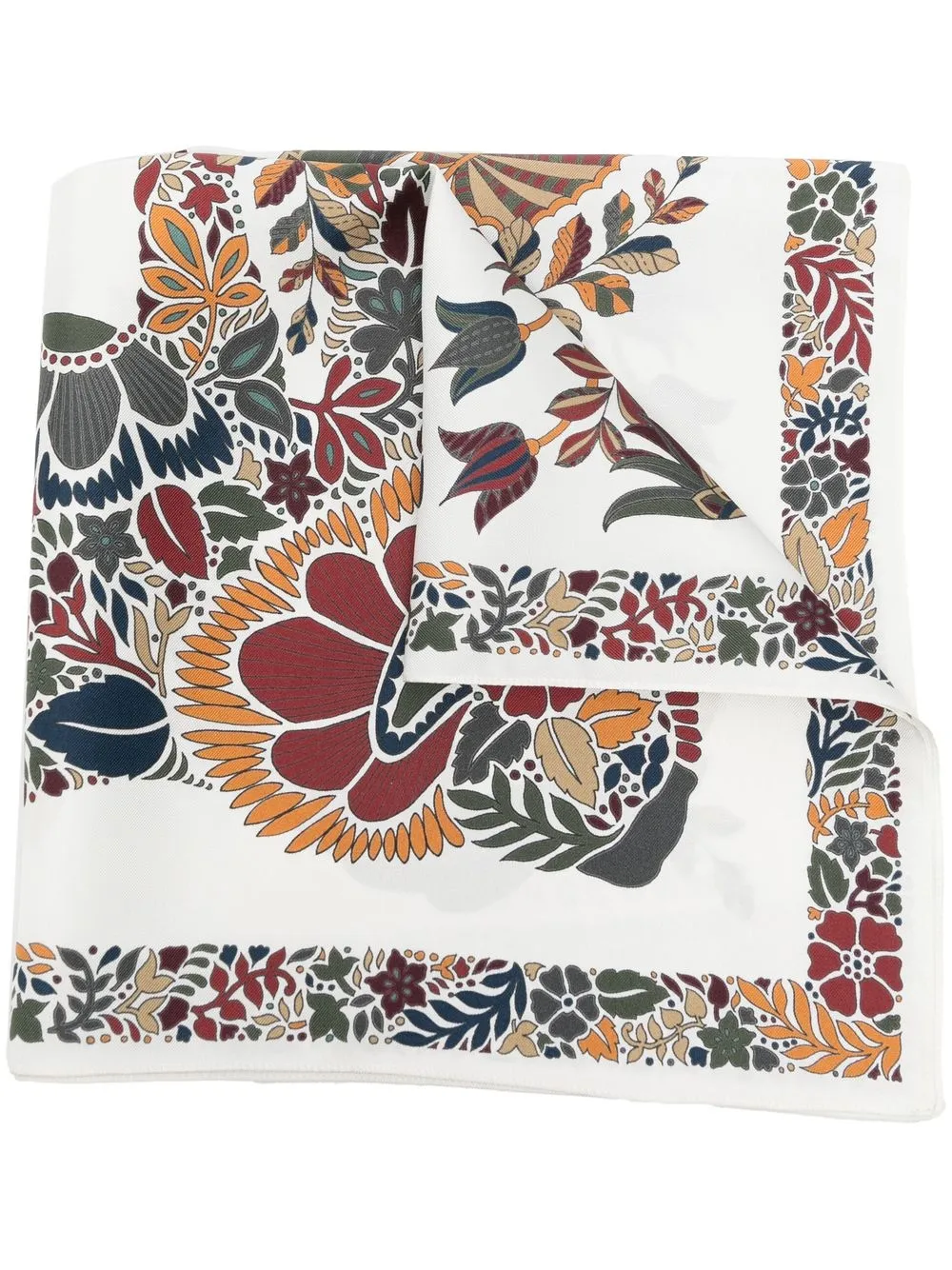 

Longchamp Spring/Summer Collection floral-print silk scarf - White