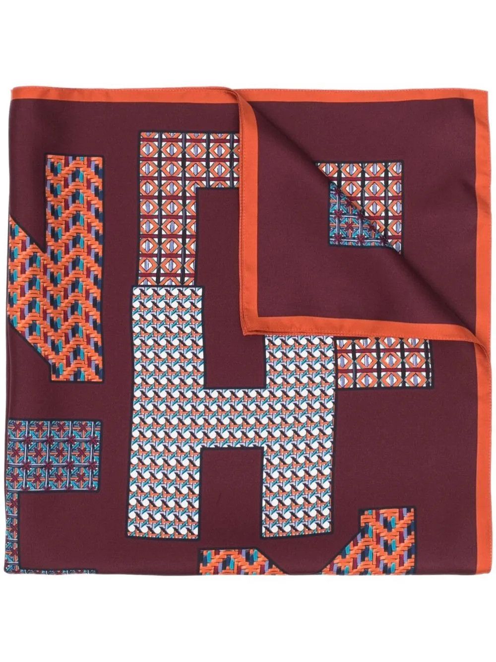 

Longchamp logo-print silk scarf - Red