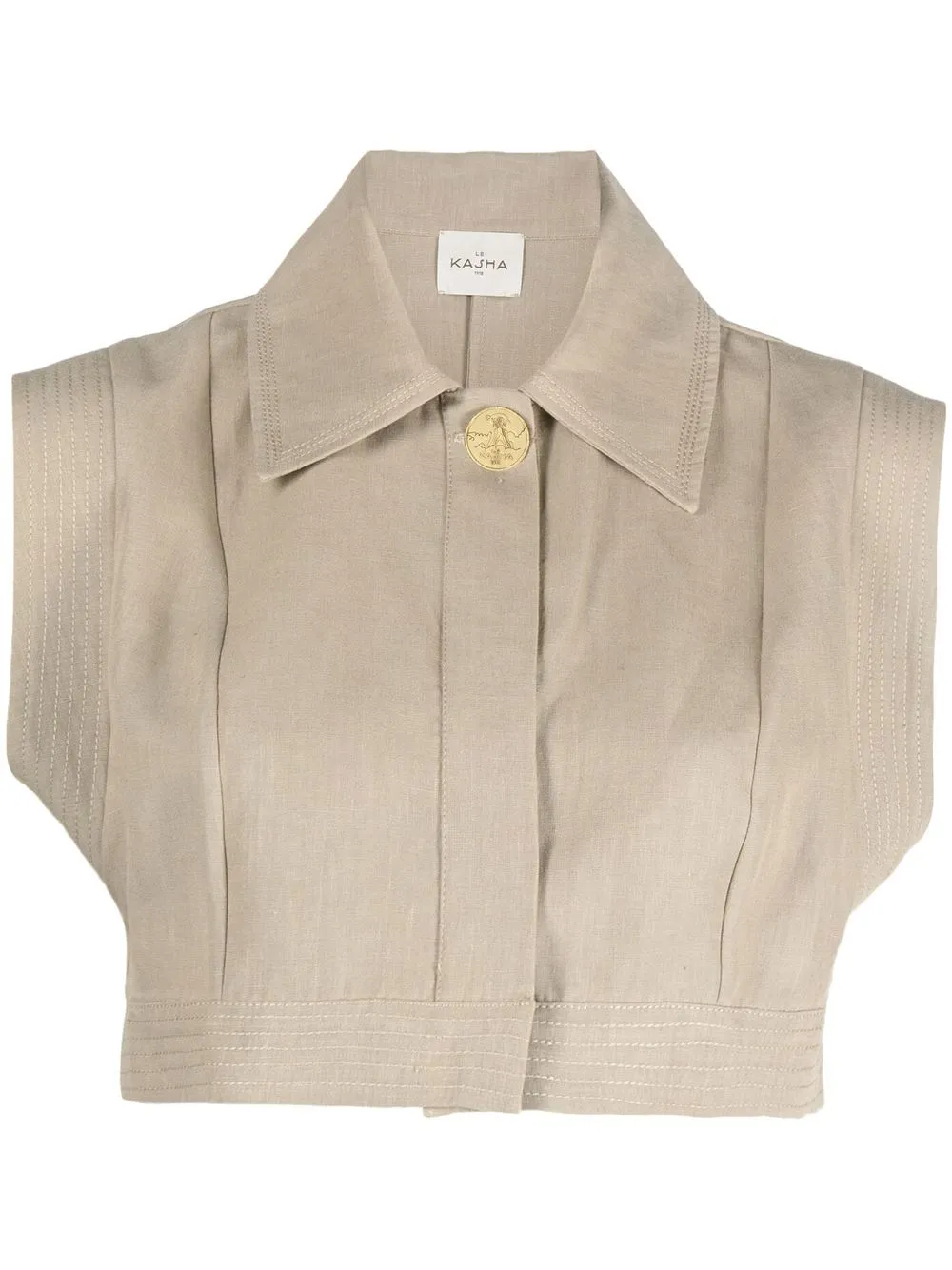 

Le Kasha Nagaa cropped linen shirt - Neutrals