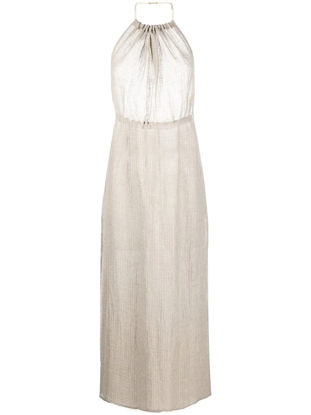 

Le Kasha Bujah organic linen halterneck dress - Neutrals