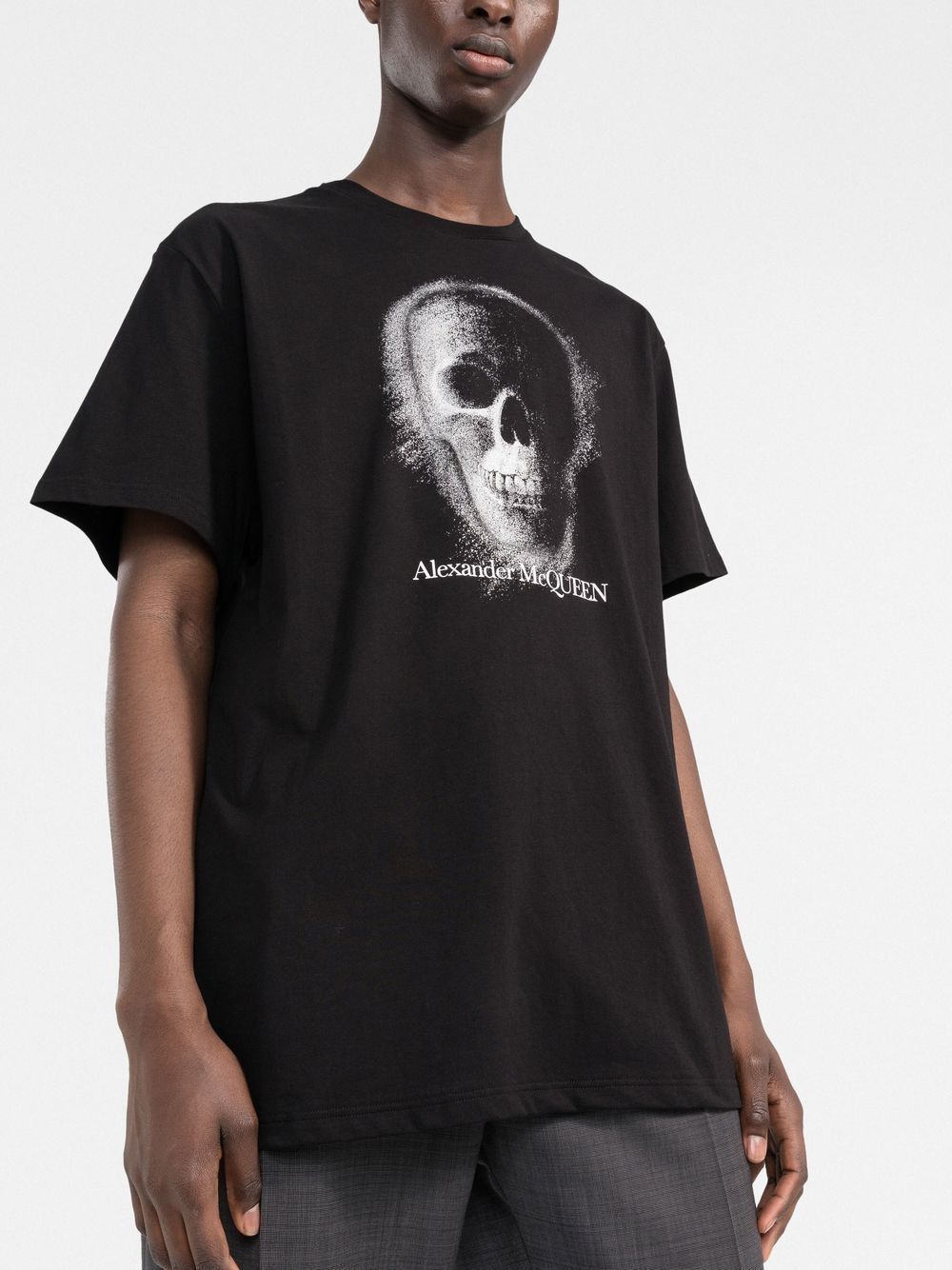 Shop Alexander Mcqueen Skull-print Cotton T-shirt In Black