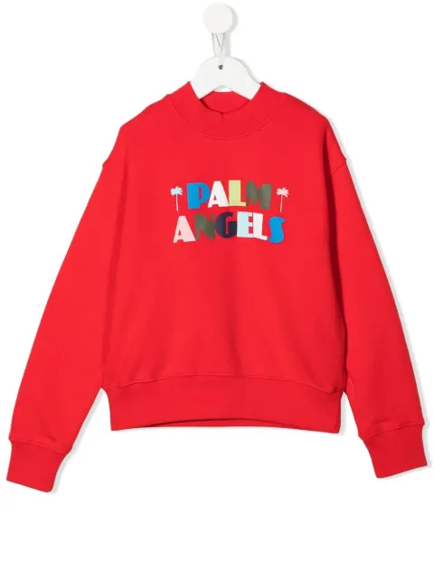 Palm Angels Kids logo-print crew neck jumper