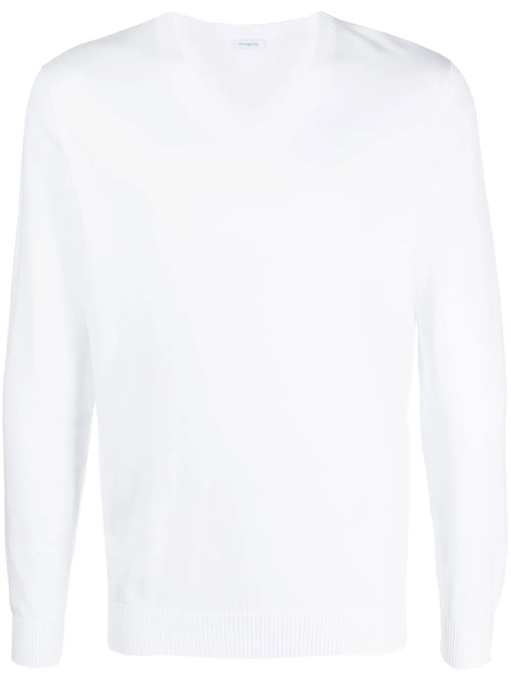 

Malo V-neck rib-trimmed jumper - White