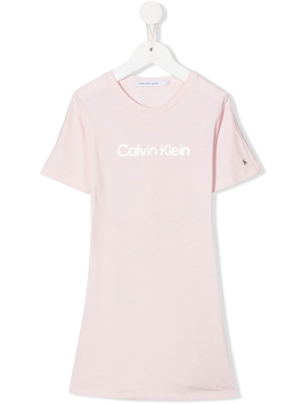 Shop Calvin Klein Logo-print T-shirt Dress In Pink