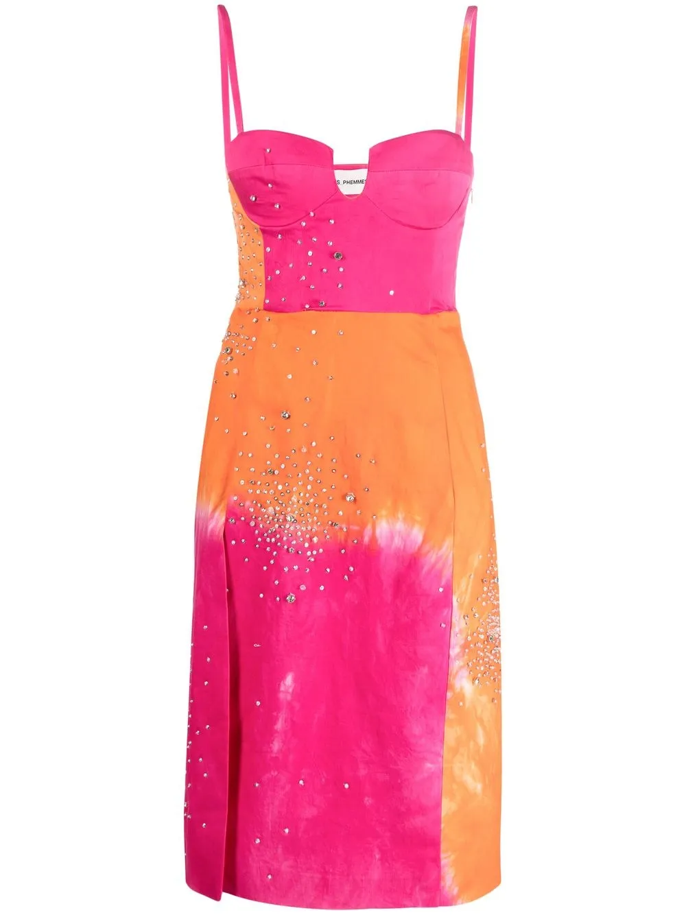 

DES PHEMMES vestido tipo bustier con estampado tie-dye - Naranja