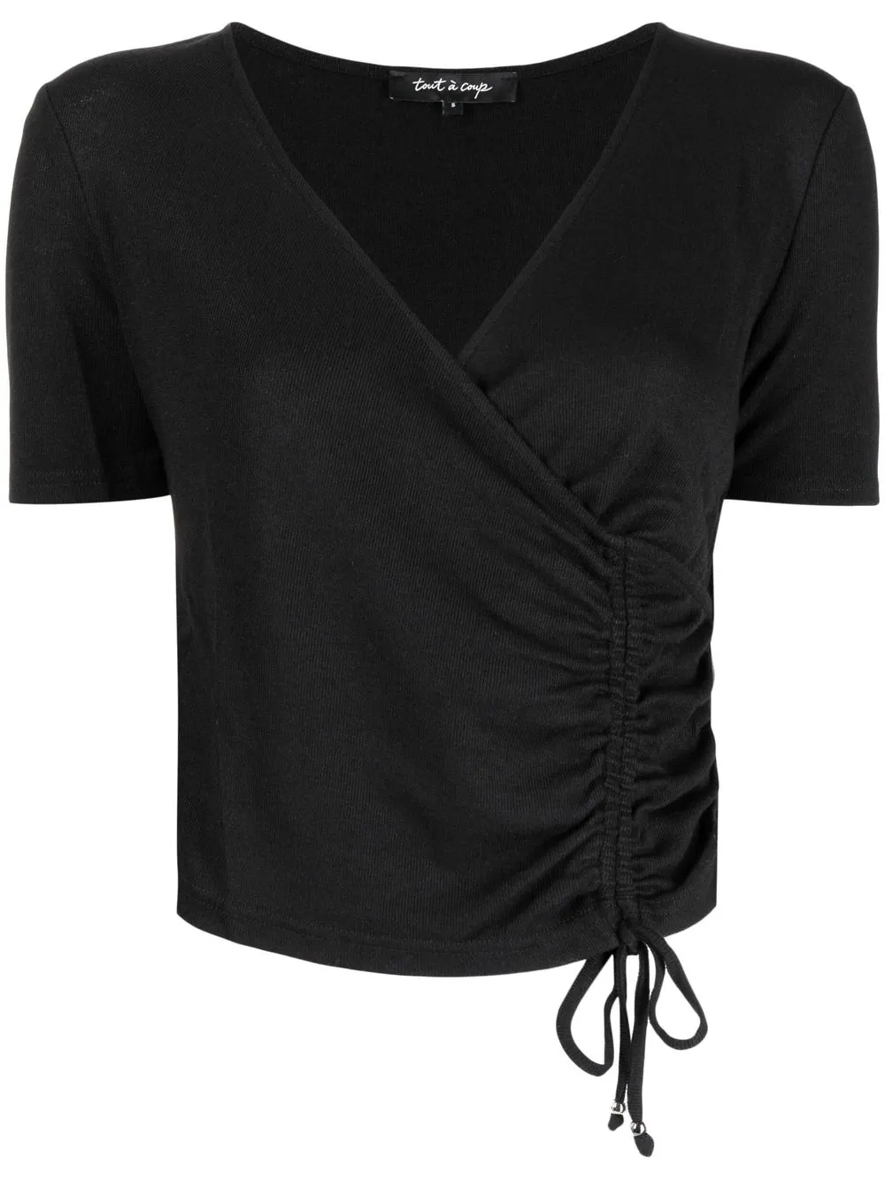 

tout a coup playera fruncida con cuello en V - Negro