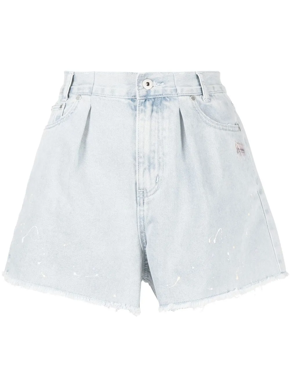Musium Div. Paintsplatter Denim Shorts In Blue ModeSens
