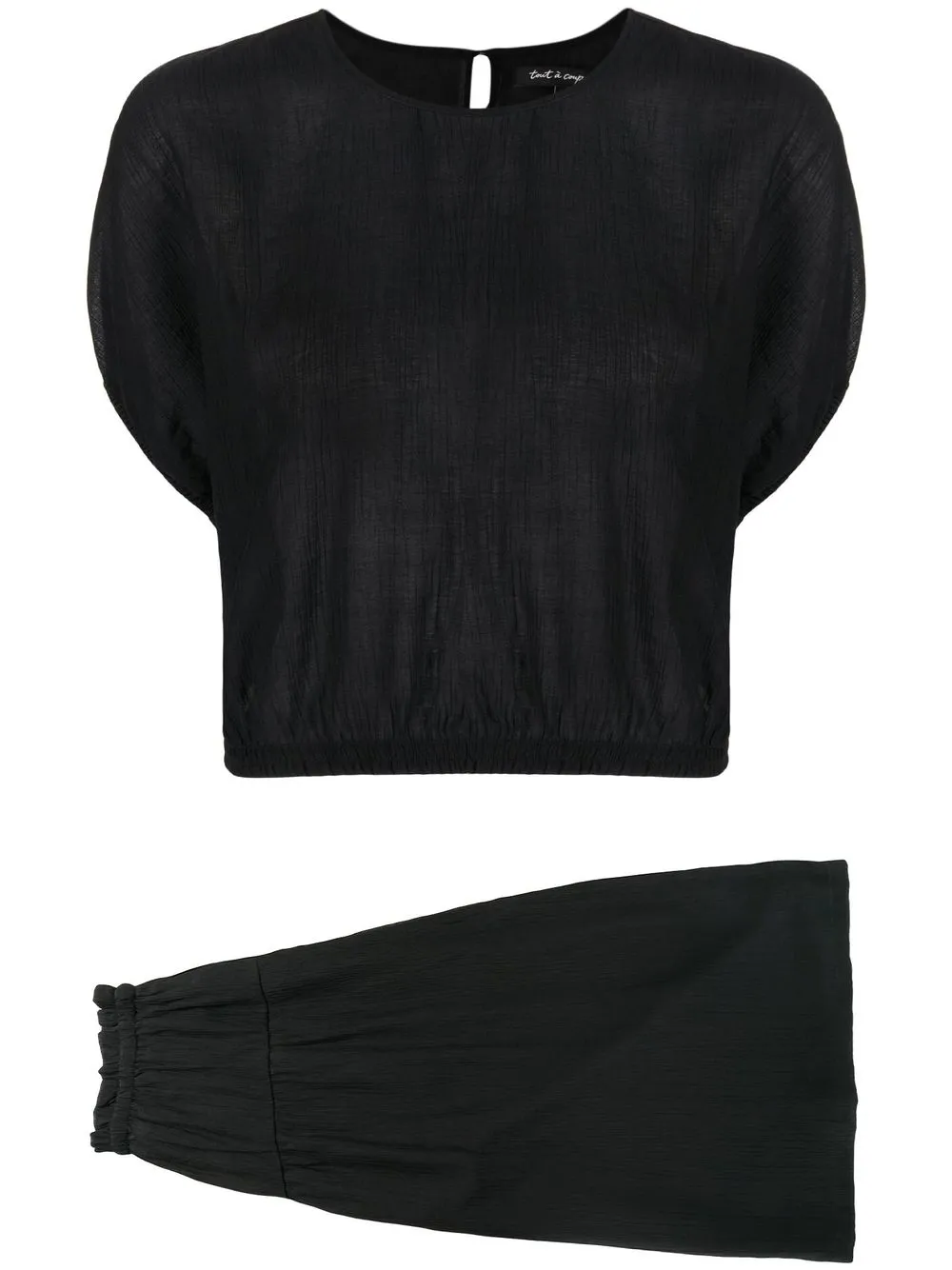 

tout a coup conjunto de top y falda de manga corta - Negro