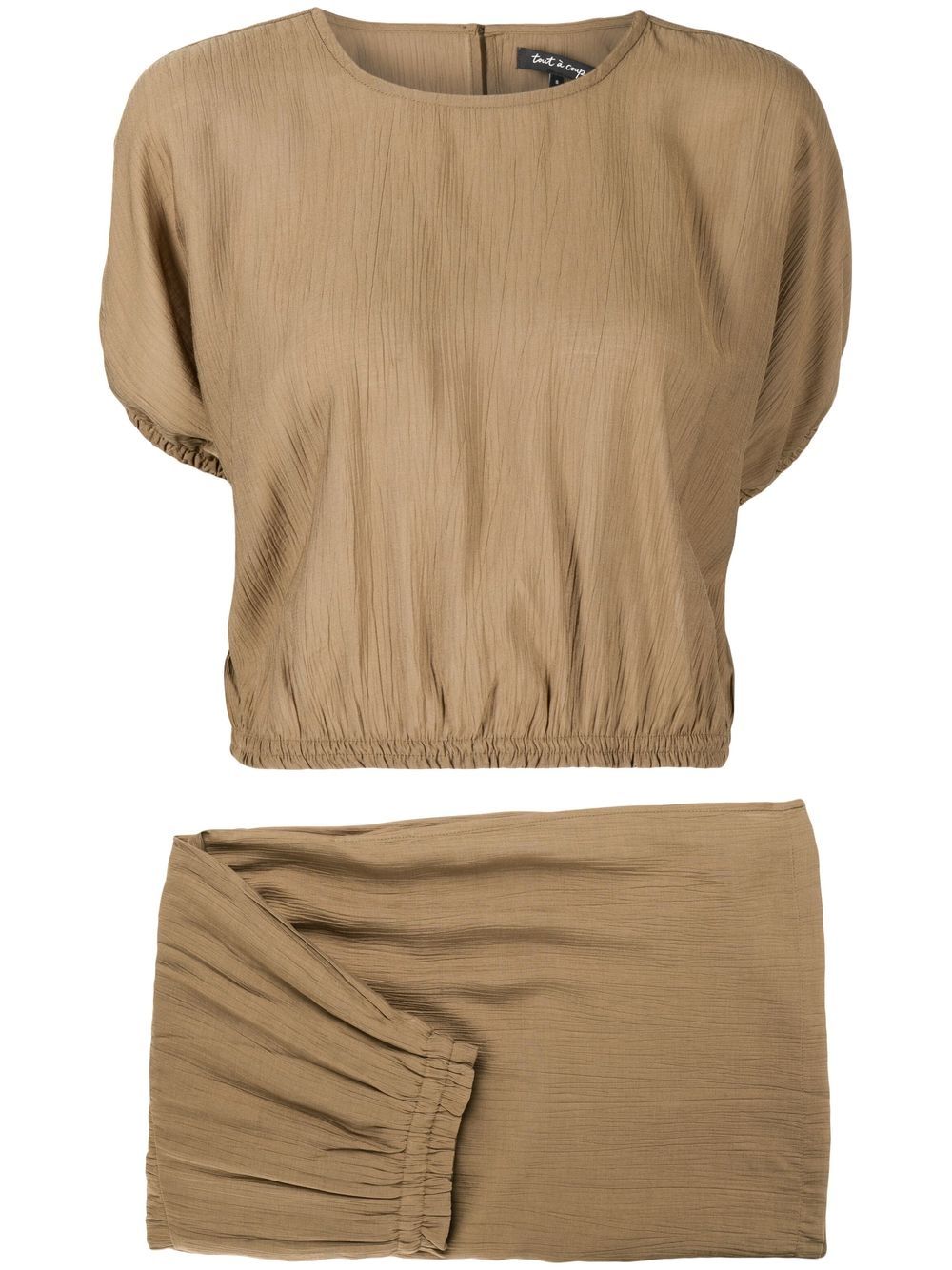 

tout a coup short-sleeve top & skirt set - Brown