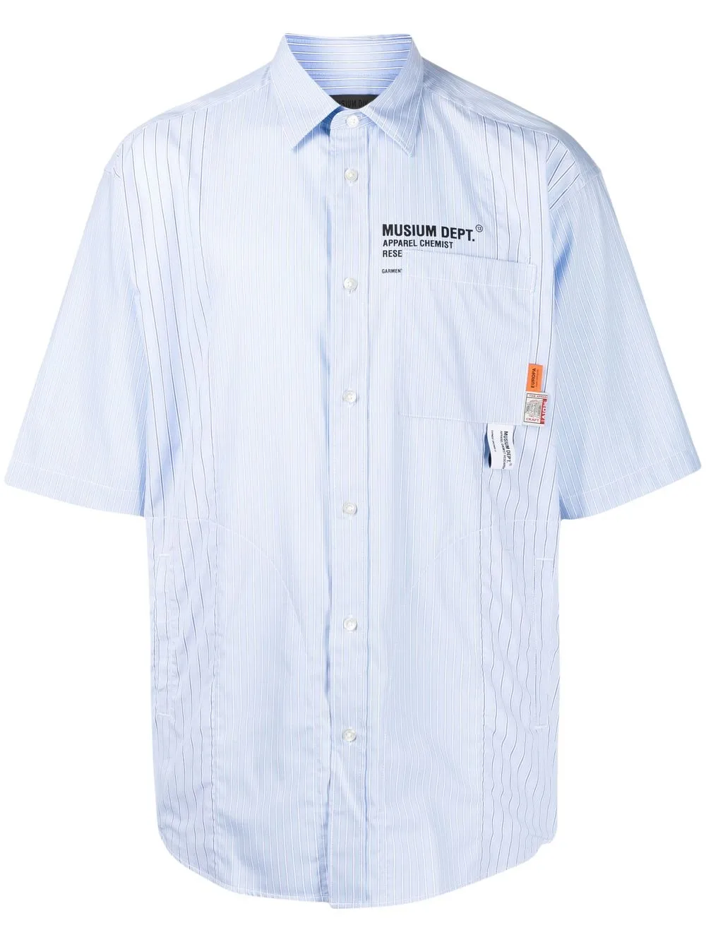 

Musium Div. striped logo-print shirt - Blue