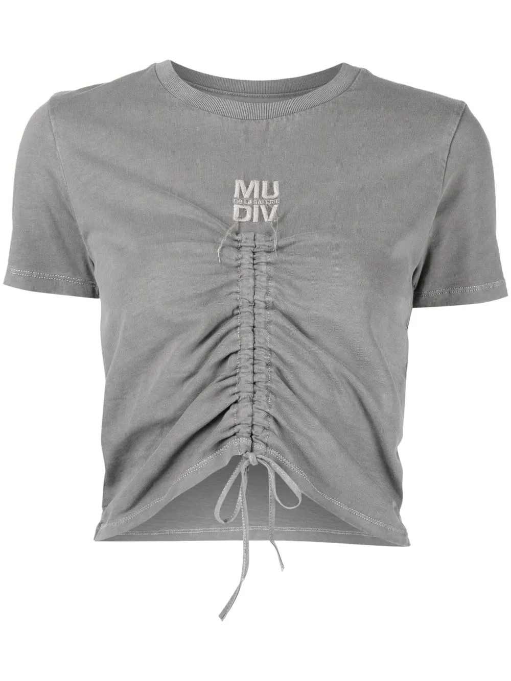 

Musium Div. playera fruncida con logo bordado - Gris