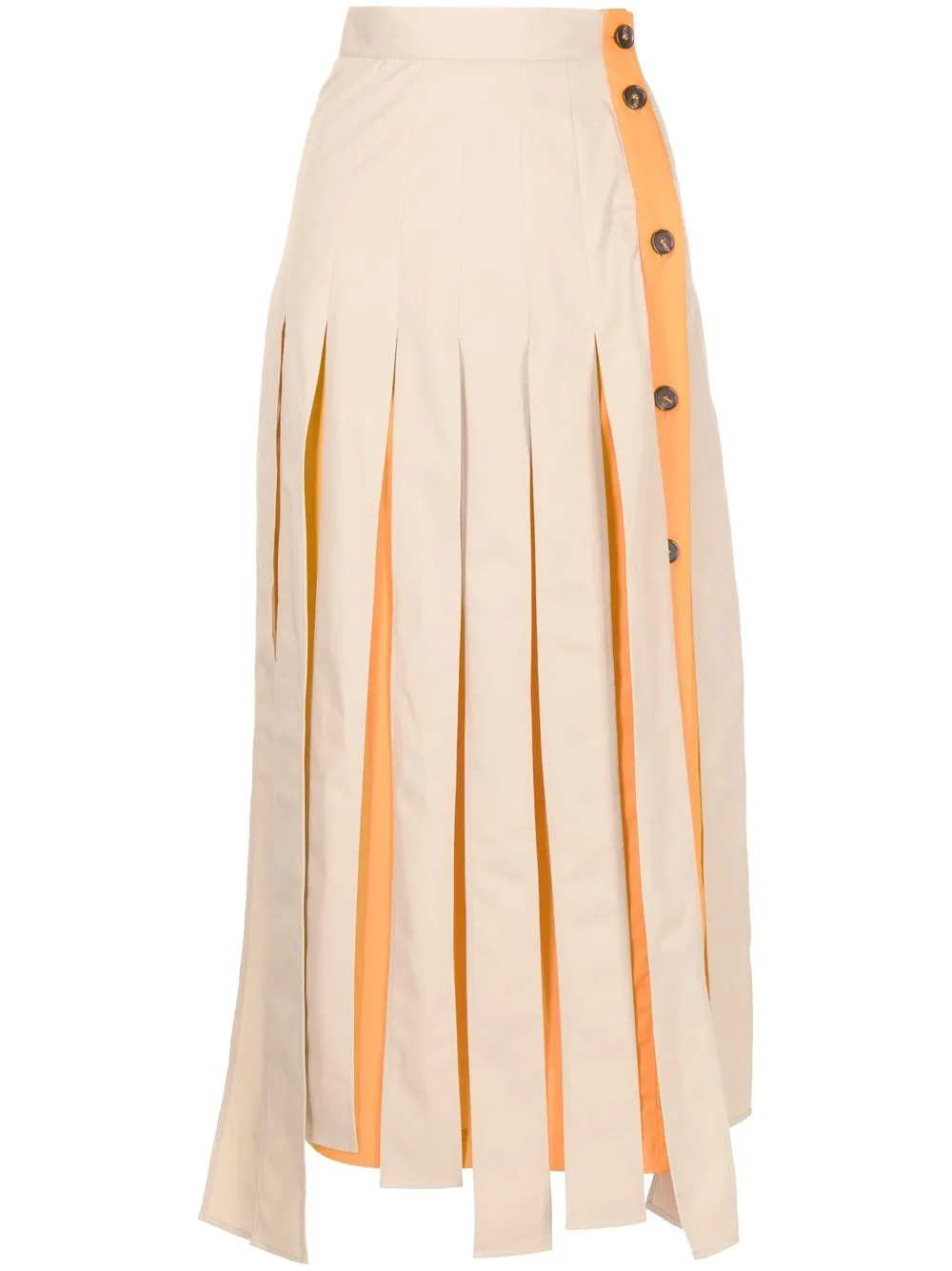 

MSGM two-tone pleated midi skirt - Brown