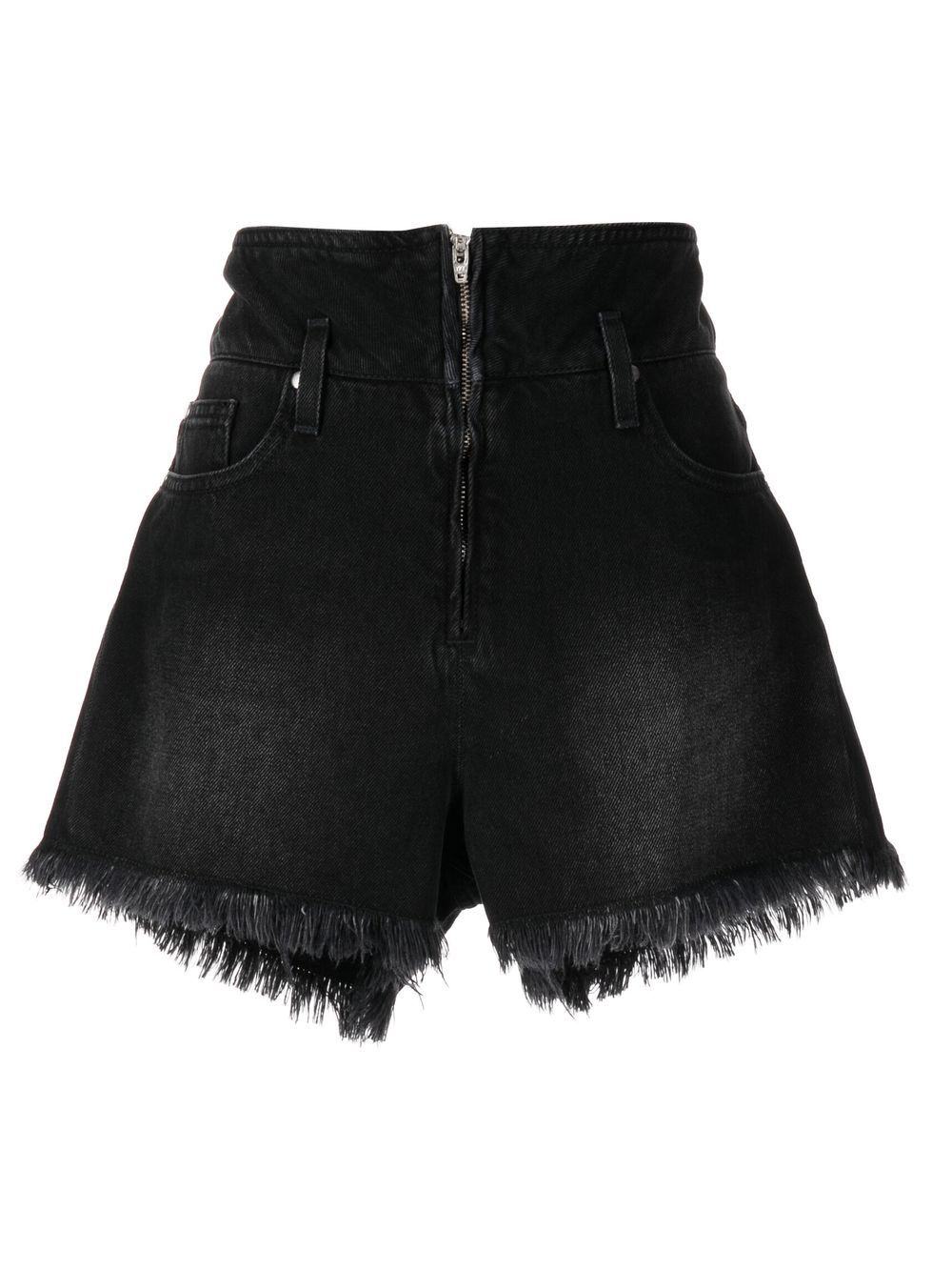 

IRO frayed-edge zip-up denim shorts - Black