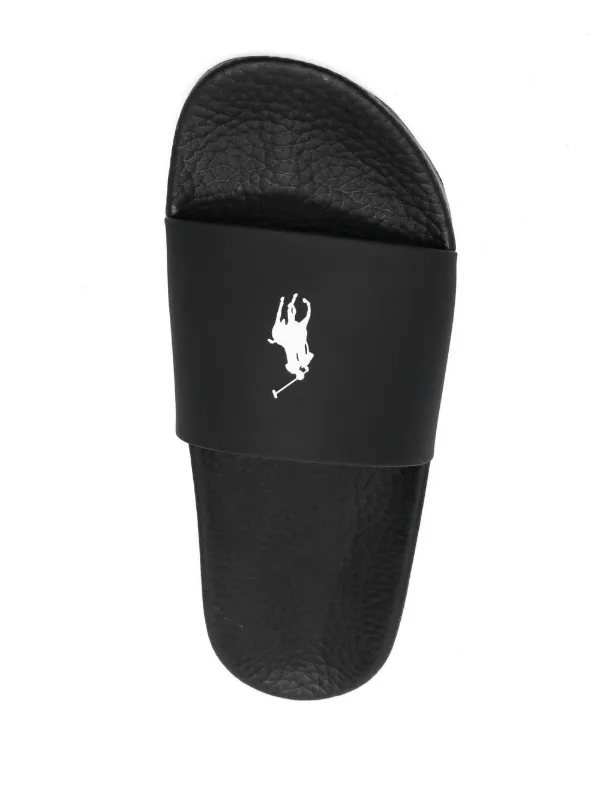 Polo Ralph Lauren logo-print slip-on Sandals | Black | FARFETCH