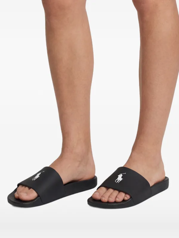 Polo Ralph Lauren logo-print slip-on Sandals | Black | FARFETCH