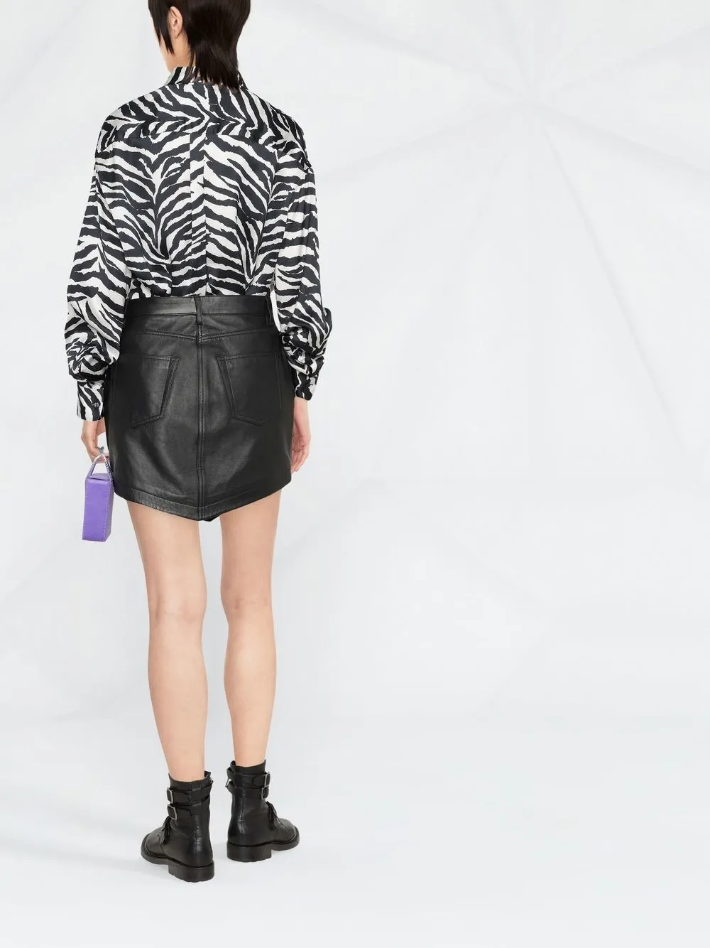 Alexandre Vauthier High-waisted Leather Mini Skirt In Black