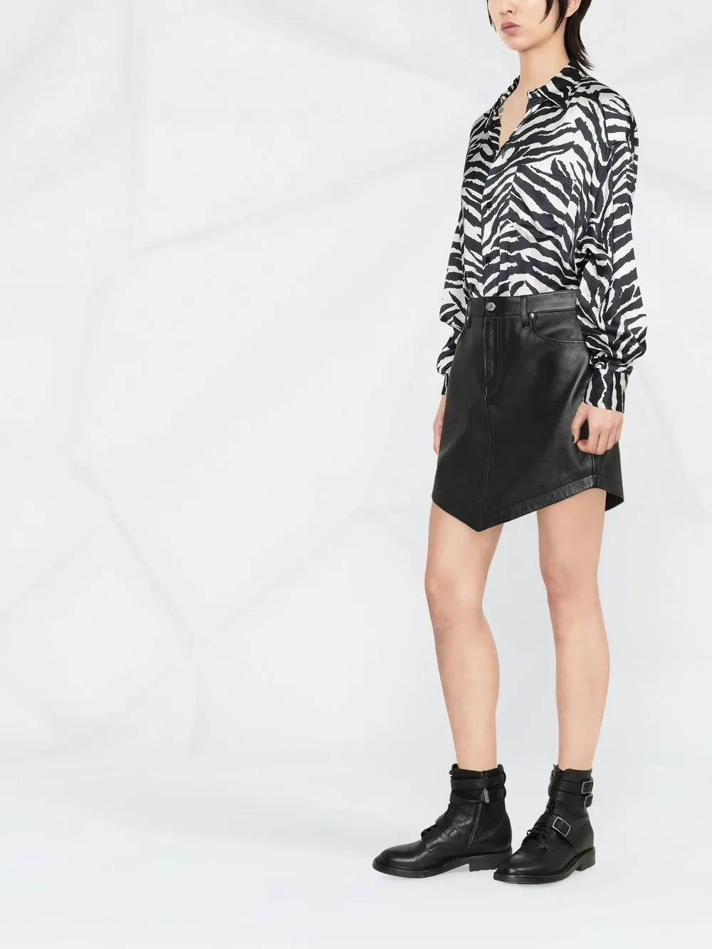 Alexandre Vauthier High-waisted Leather Mini Skirt In Black