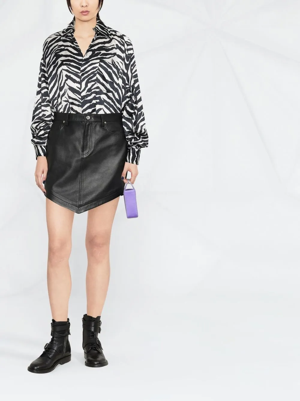 Alexandre Vauthier High-waisted Leather Mini Skirt In Black