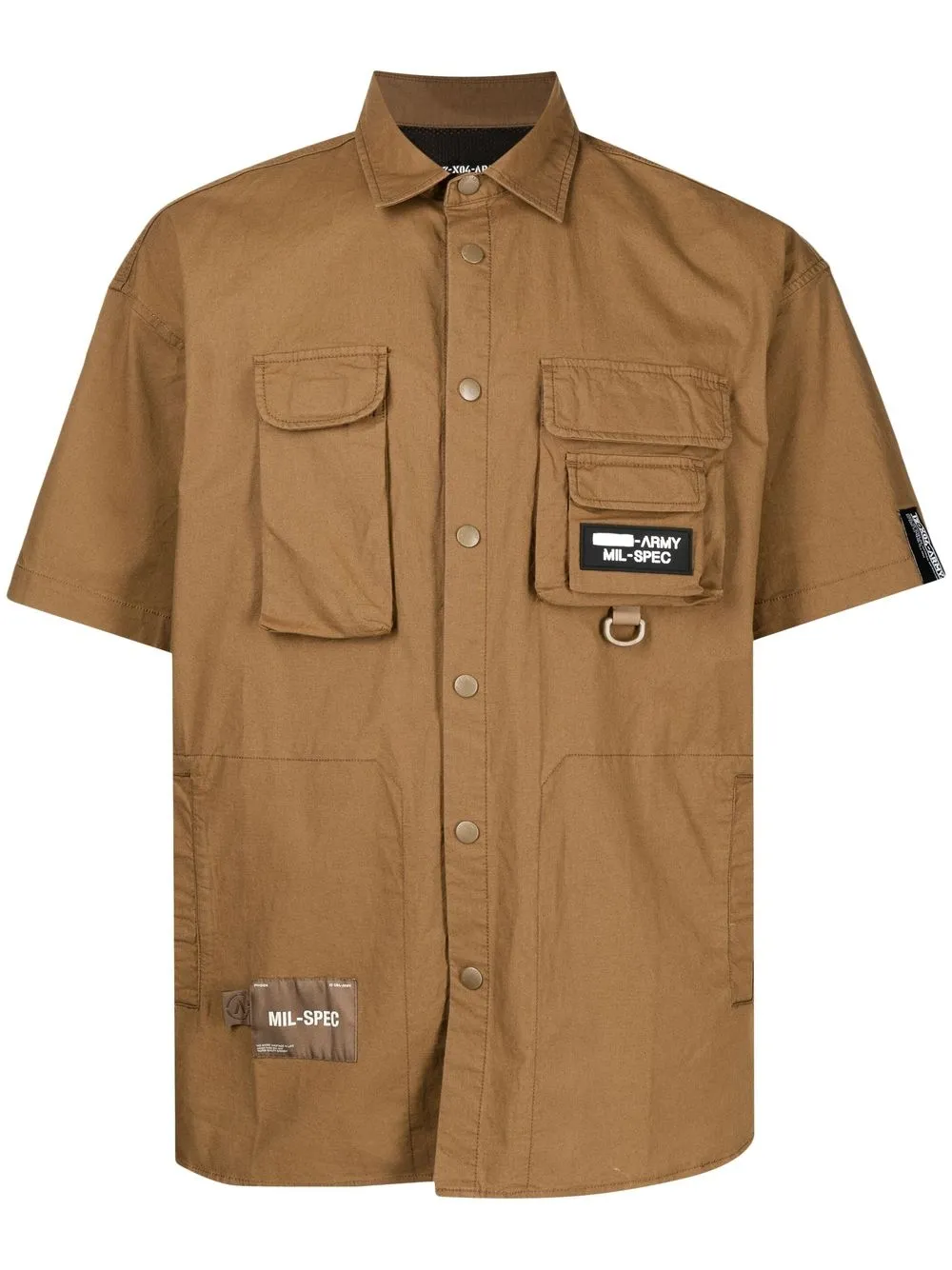 

izzue logo-patch pocketed shirt - Brown